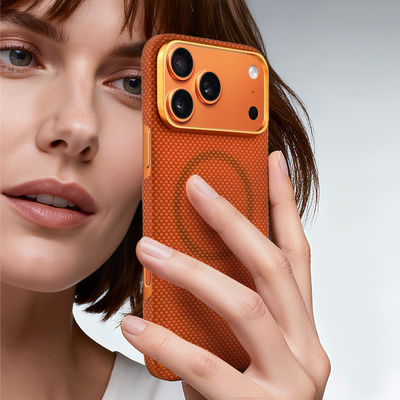 Premium Aramid Carbon Fiber Mobile Cover with Metal Frame for iPhone 17 Pro Max