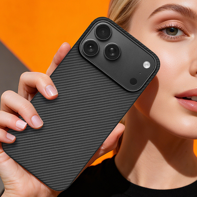 Customized Aramid Carbon Fiber Mobile Cover with Metal Frame for iPhone 17 Pro Max